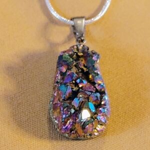 📌🔥🌈RAINBOW, ANGEL- AQUA AURA, 18" STERLING PENDANT NECKLACE